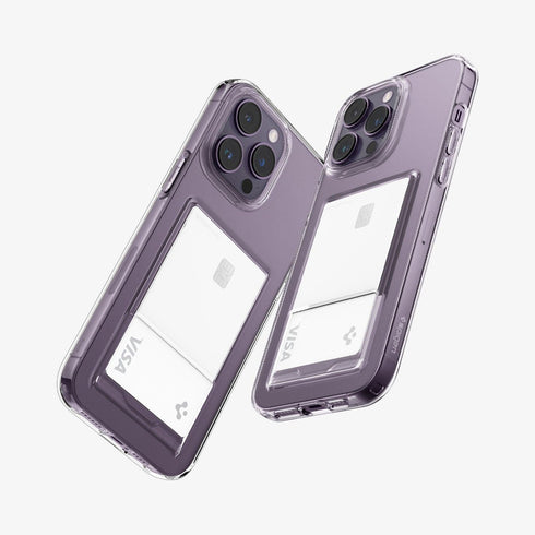 ACS04832 - iPhone 14 Pro Max Case Crystal Slot in crystal clear showing the back with card in slot